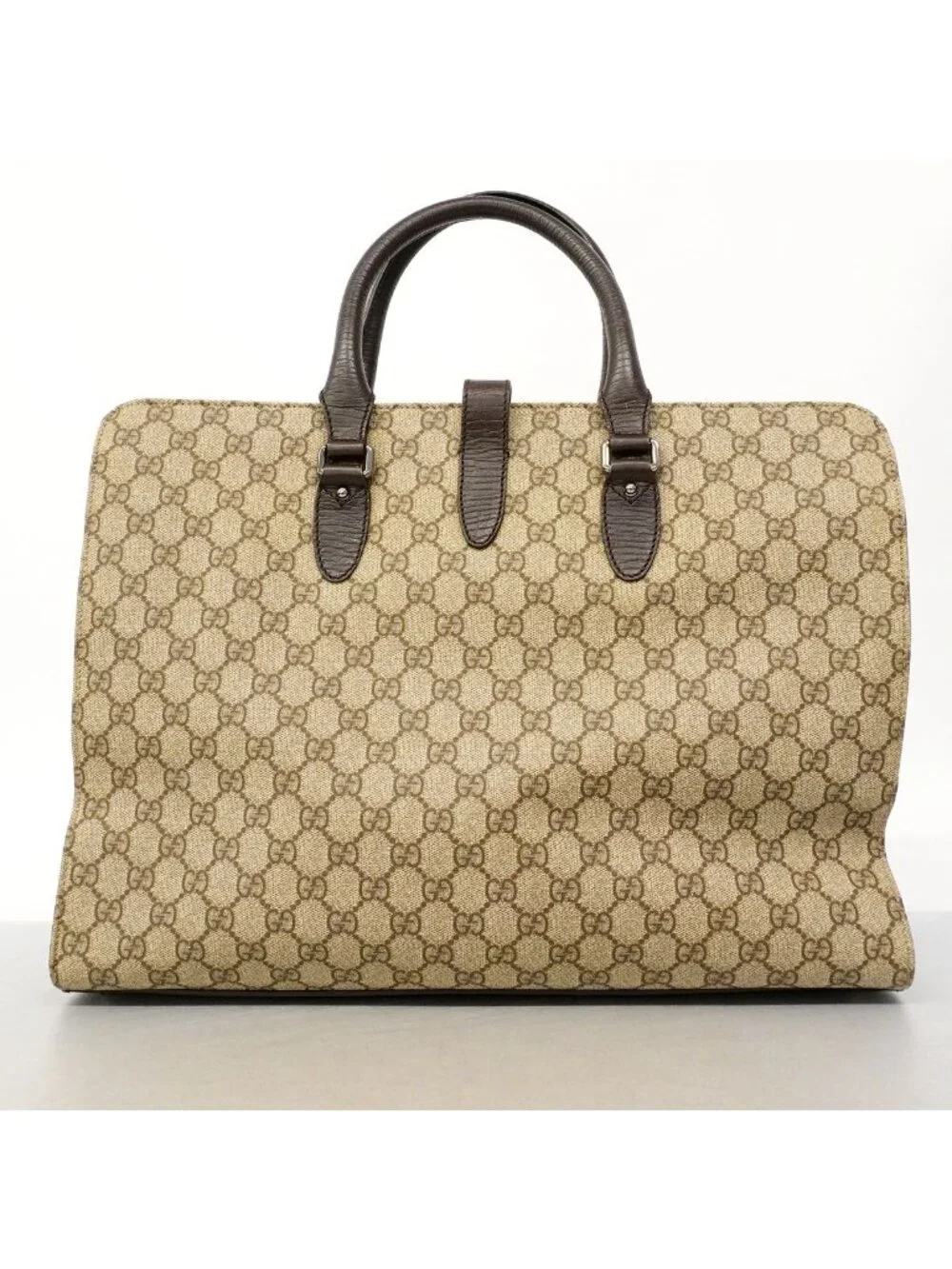 Gucci Handbag GG Supreme Brown Silver